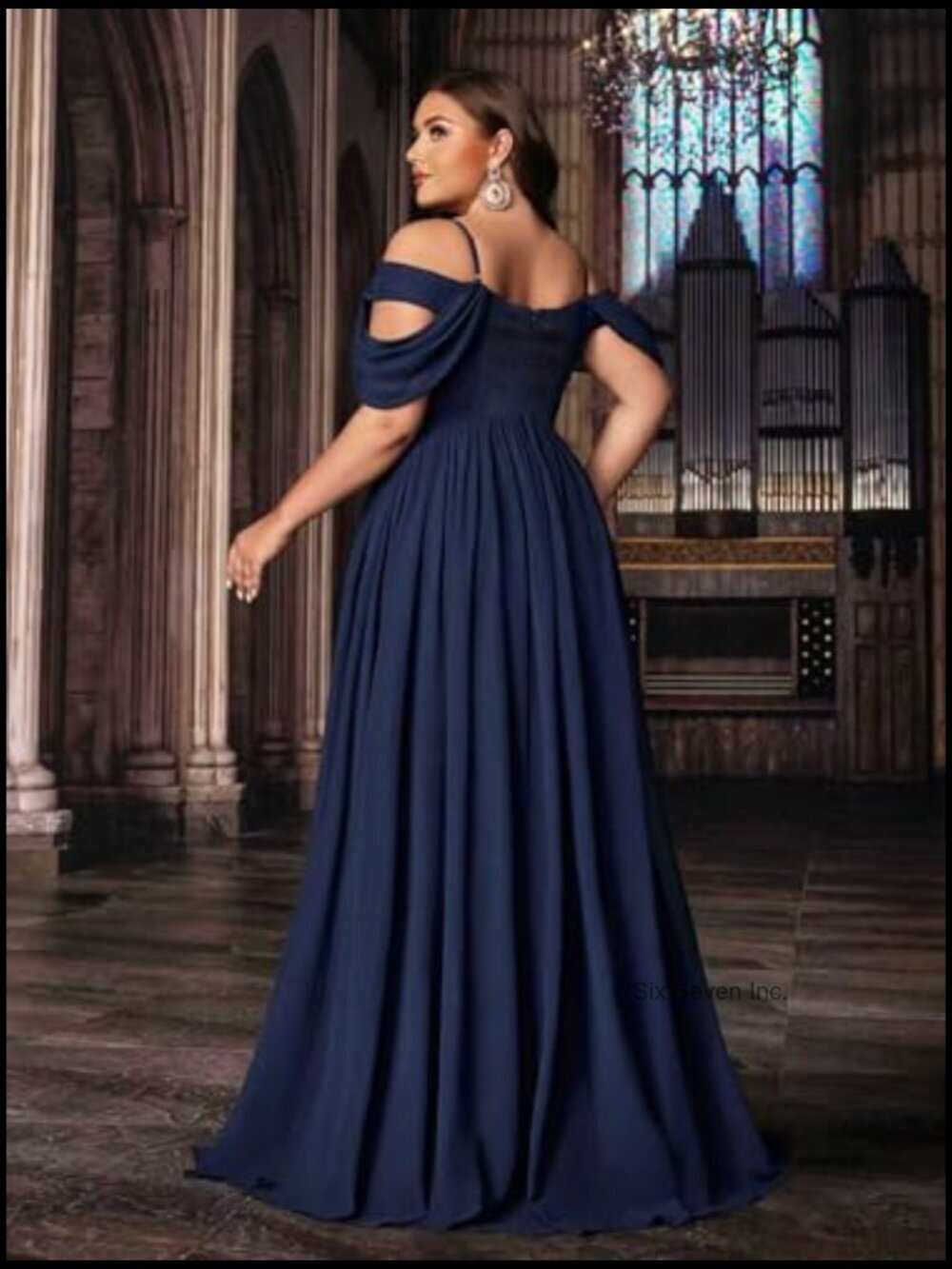 Plus Size Sequin A-Line Maxi Dress with Spaghetti Straps Formal Prom Wedding - Picture 3 of 7